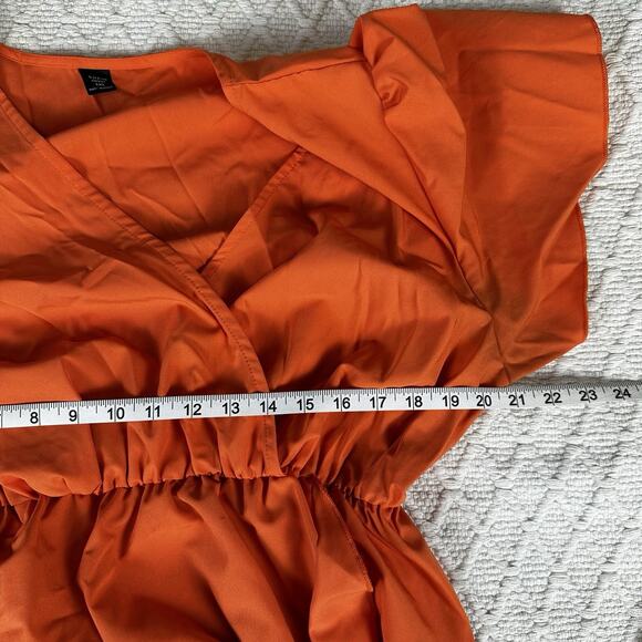 SHEIN Curve Plus Size Orange Wrap Dress 1XL Short Sleeve V-Neck - Picture 6 of 6